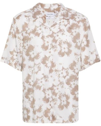 Calvin Klein Floral-Print Lyocell Shirt - White