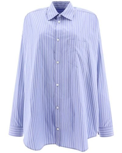 Balenciaga Striped Oversize Shirt - Blue