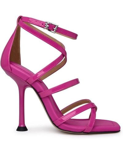 Michael Kors Fuchsia Leather Imani Sandals - Pink