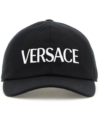 Versace Baseball Cap With Logo Embroidery - Black