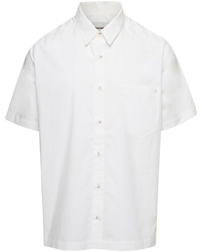 Nanushka 'Adam' Short Sleeve Shirt With Tonal Letter Embroidery - White