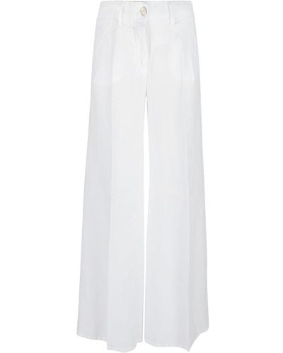 Via Masini 80 Wide Leg Linen Trousers - White