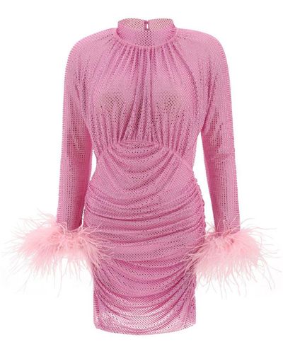Self-Portrait Rhinestone Feather Dress - Pink