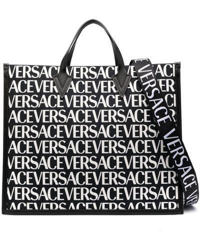 Versace Logo-print Tote Bag - Black