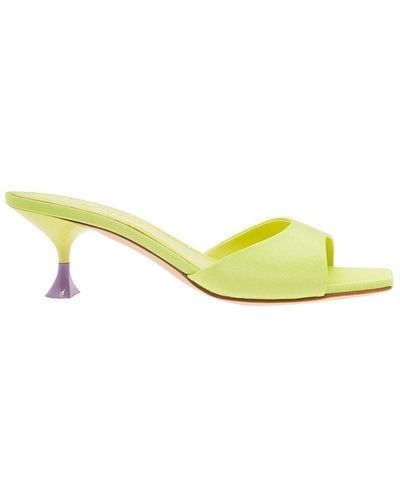 3Juin 'kimi' Lime Green Sandals With Contrasting Enamelled Heel In Viscose Woman - Yellow