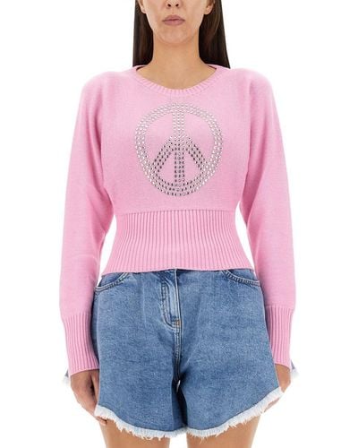 Moschino Jeans Peace Symbol Jersey - Red