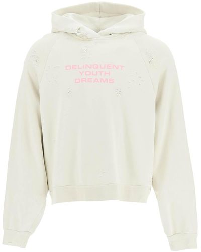 Liberal Youth Ministry Used-effect Hoodie - White