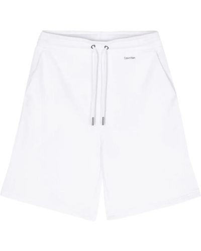 Calvin Klein Nano Logo Cot Modal Sweatshorts Clothing - White