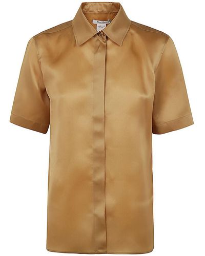 Max Mara Acanto123 Short Sleeve Organdy Shirt - Brown