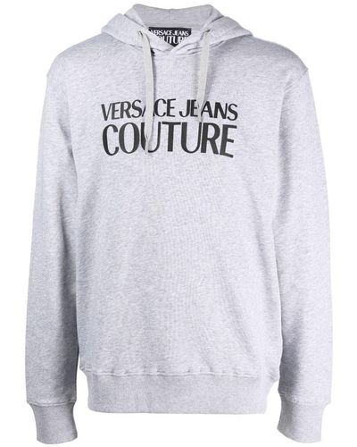 Versace Logo-print Pullover Hoodie - Grey