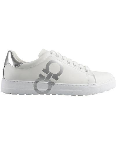 Ferragamo Gancini-print Lace-up Sneakers - White