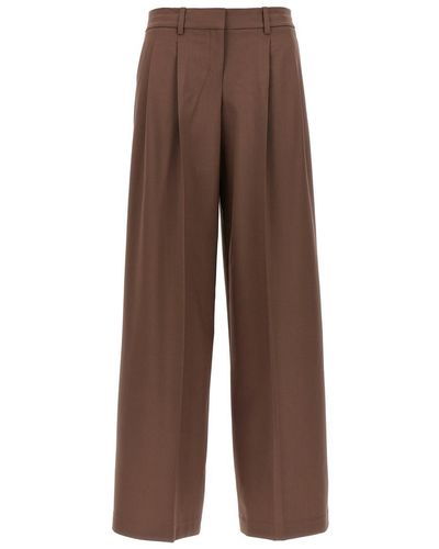 Theory Low Rise Pleated Pants - Brown