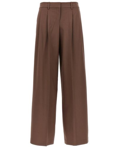 Theory Low Rise Pleated Trousers - Brown