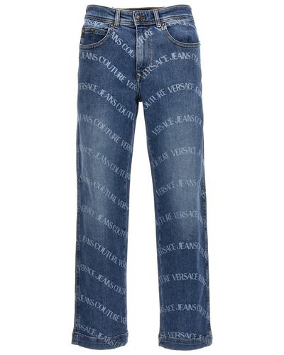 Versace Logo Print Jeans - Blue