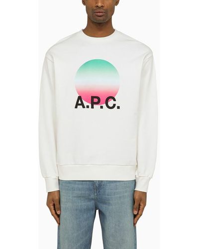 A.P.C. Logoed White/red Crewneck Nolan Sweatshirt