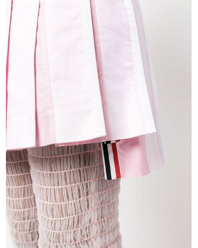 Thom Browne Pleated Cotton Miniskirt - Pink