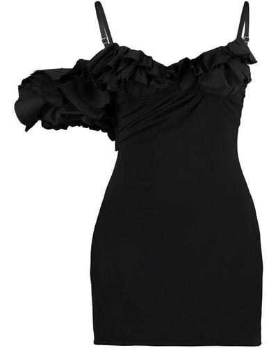 Jacquemus Duna Wool Frill Dress - Black