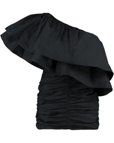 ROTATE BIRGER CHRISTENSEN Ruffled One-shoulder Dress - Black