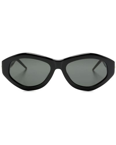 Casablanca Geometric Acetate Sunglasses With Logo Plaque - Black
