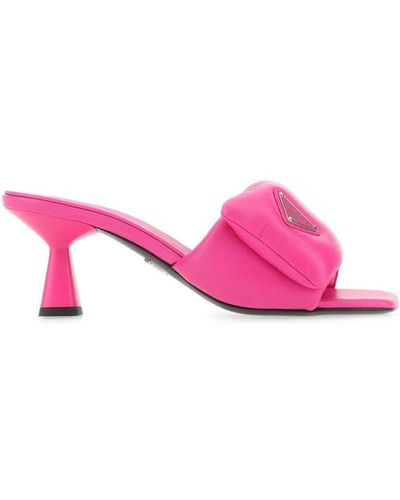 Prada Fuchsia Nappa Leather Mules - Pink