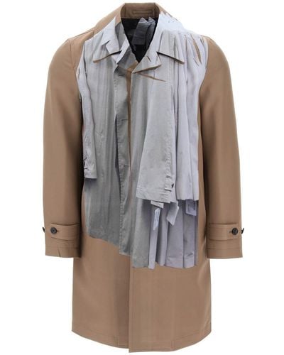 Comme des Garçons Single-Breasted Trench Coat With Trompe - Gray