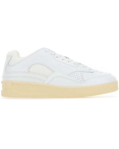 Jil Sander White Leather And Fabric Sneakers