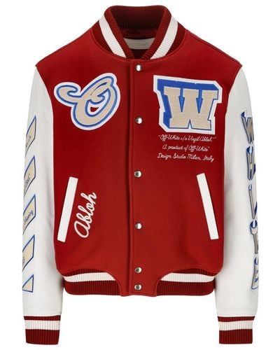 Off-White c/o Virgil Abloh On The Go Wool-blend Varsity Jacket - Red