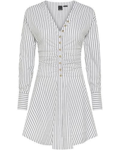 Pinko Short Anchise Shirt Dress With Striped Design - White