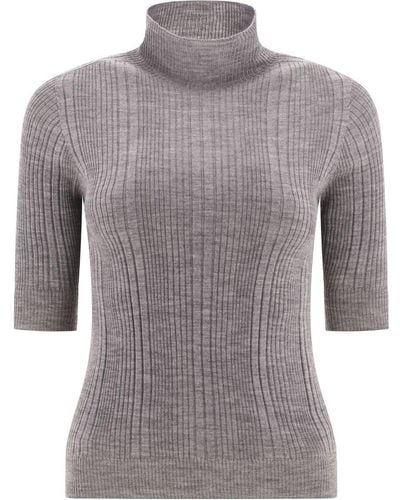 Peserico Ribbed Turtleneck Sweater - Grey