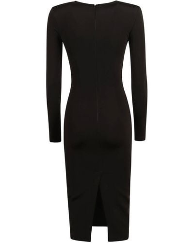 Pinko Rear Slit Cut-Out Detail Longsleeved Dress - Black