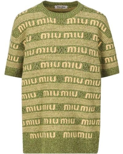 Miu Miu Short-sleeved Crewneck Jumper - Green