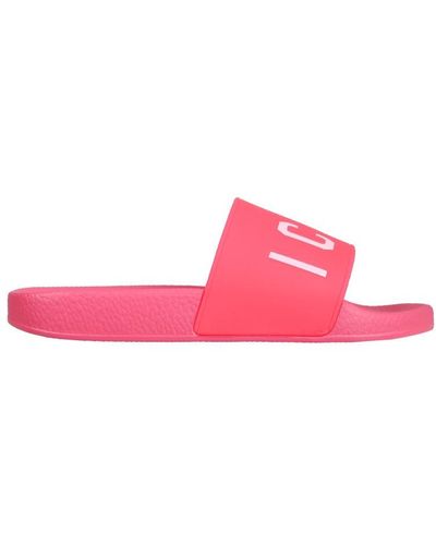 DSquared² Icon Print Slide Sandals - Pink