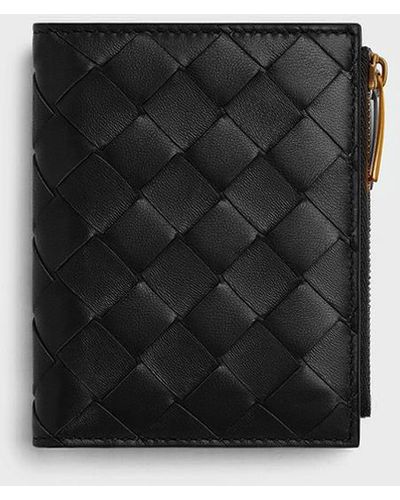 Bottega Veneta Small Woven Bi-fold Wallet Accessories - Black