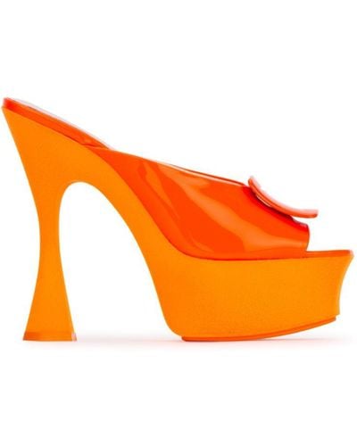 Roger Vivier Buckle Detailed Heeled Sandals - Orange