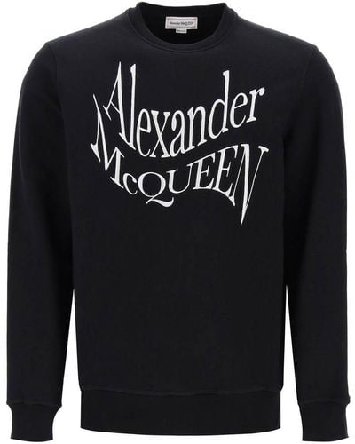 Alexander McQueen Alexander Mc Queen Black Crewneck Sweatshirt With Distorted Logo