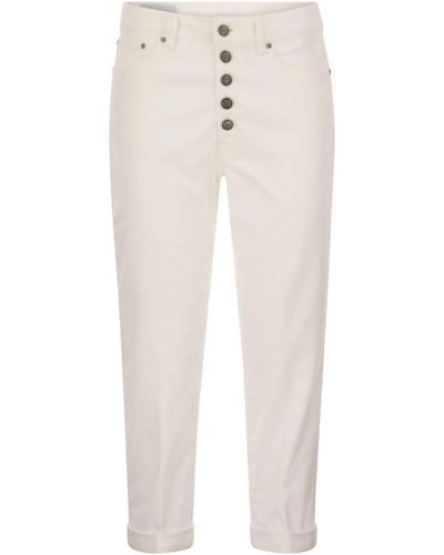 Dondup Koons - Multi-striped Velvet Pants With Jewelled Buttons - White