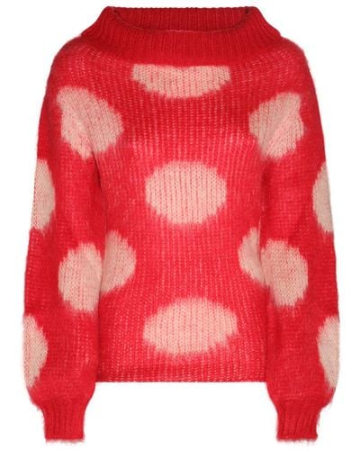 Marni Mohair Jumper With Polka Dots - Red
