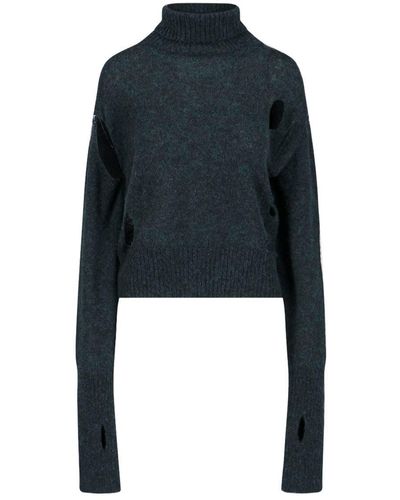 MM6 by Maison Martin Margiela Usured Detail Sweater - Blue