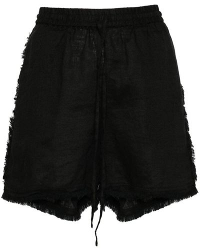 P.A.R.O.S.H. Logo-Embroidered Frayed Shorts - Black