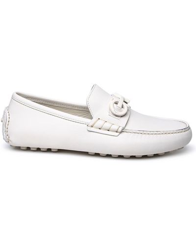 Ferragamo White Leather Loafers