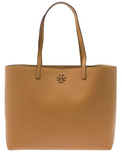 Tory Burch 'Mcgraw' Tote Bag Wit Double T Detail - Brown