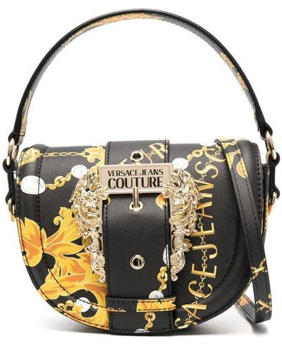 Versace Chain Couture-print Shoulder Bag - Black