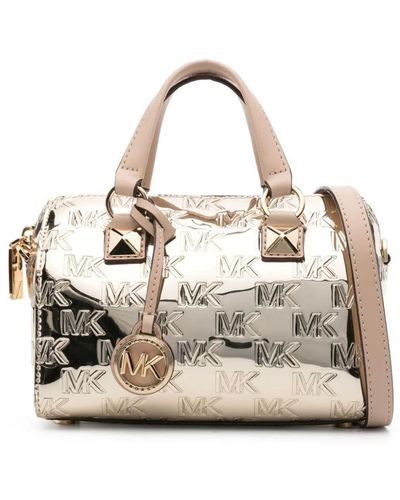 Michael Kors Embossed Logo Print Bag - Natural