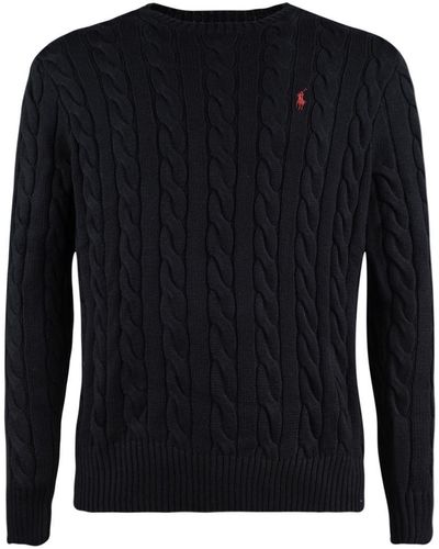 Ralph Lauren Huntsman Cotton Cable-Knit Sweater - Black