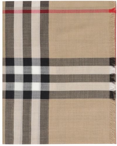 Burberry Wool And Silk Scarf - Natural