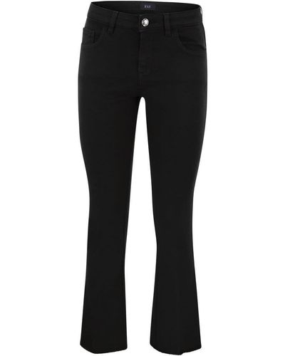 Fay 5-pocket Pants In Stretch Cotton. - Black