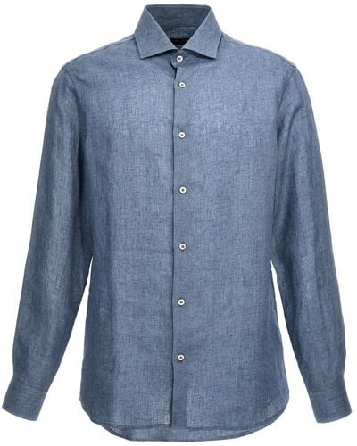 Moorer Linen Shirt - Blue