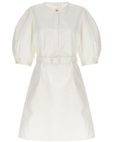 Chloé + Net Sustain Belted Organic Cotton-poplin Mini Dress - White
