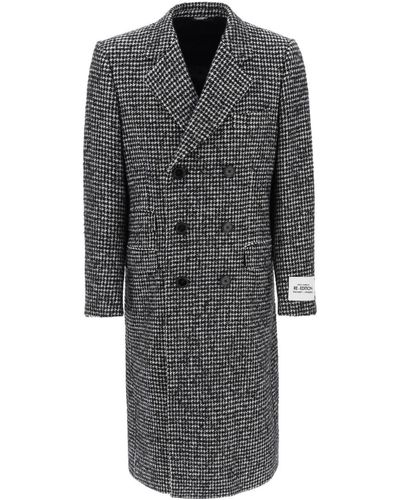 Dolce & Gabbana Re-edition Coat In Houndstooth Wool - Gray