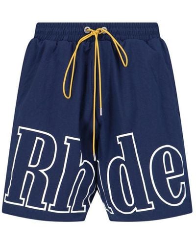 Rhude Logo Jogger Shorts - Blue